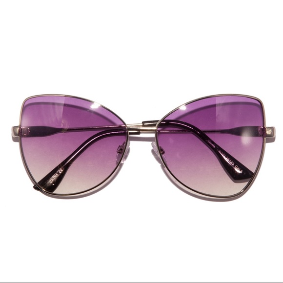 Retro 70s Purple Ombré Metal Frame Sunglasses